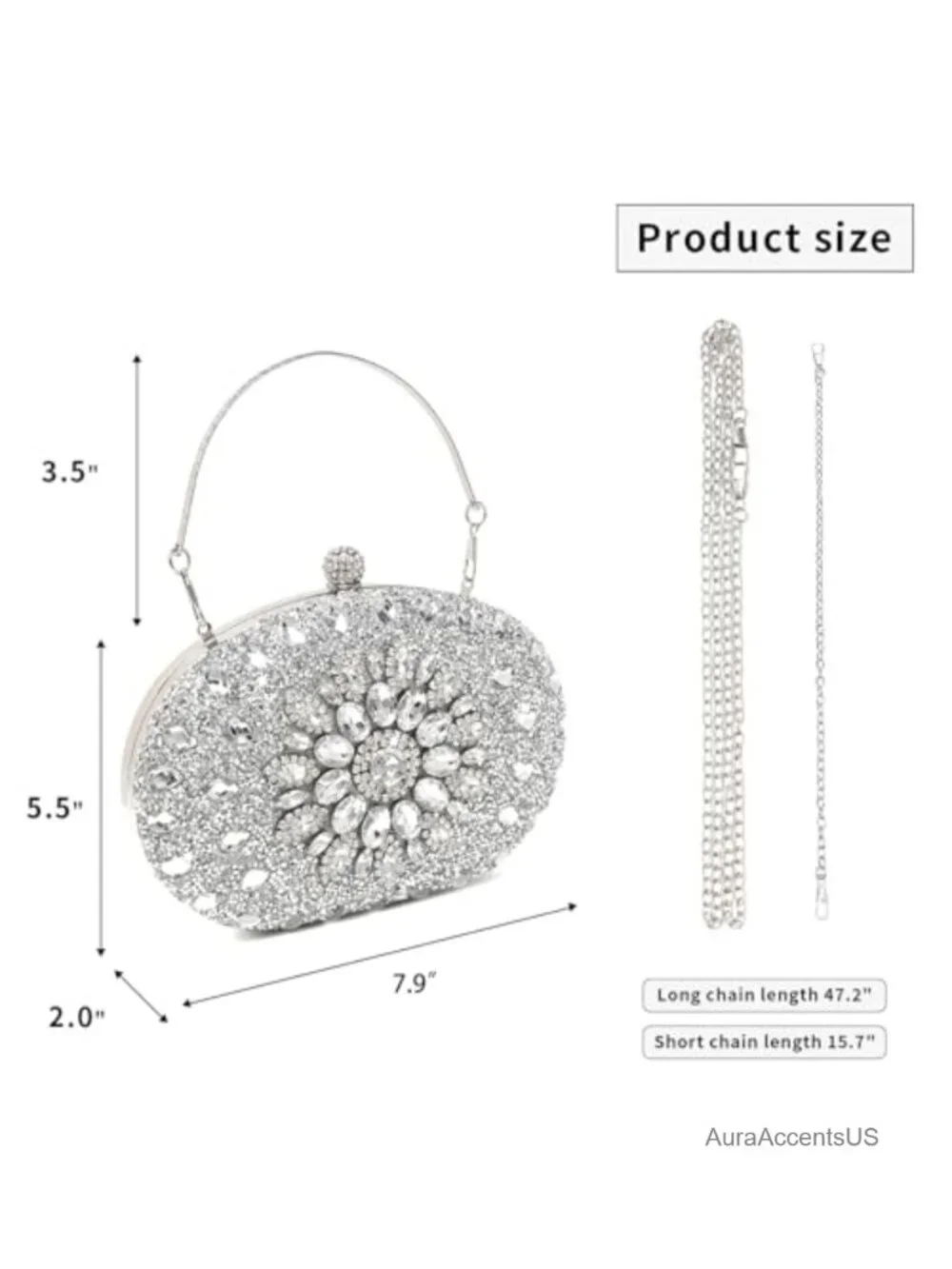Sparkly Rhinestone Evening Bag Clutch Chain Purse Luxury Handbag